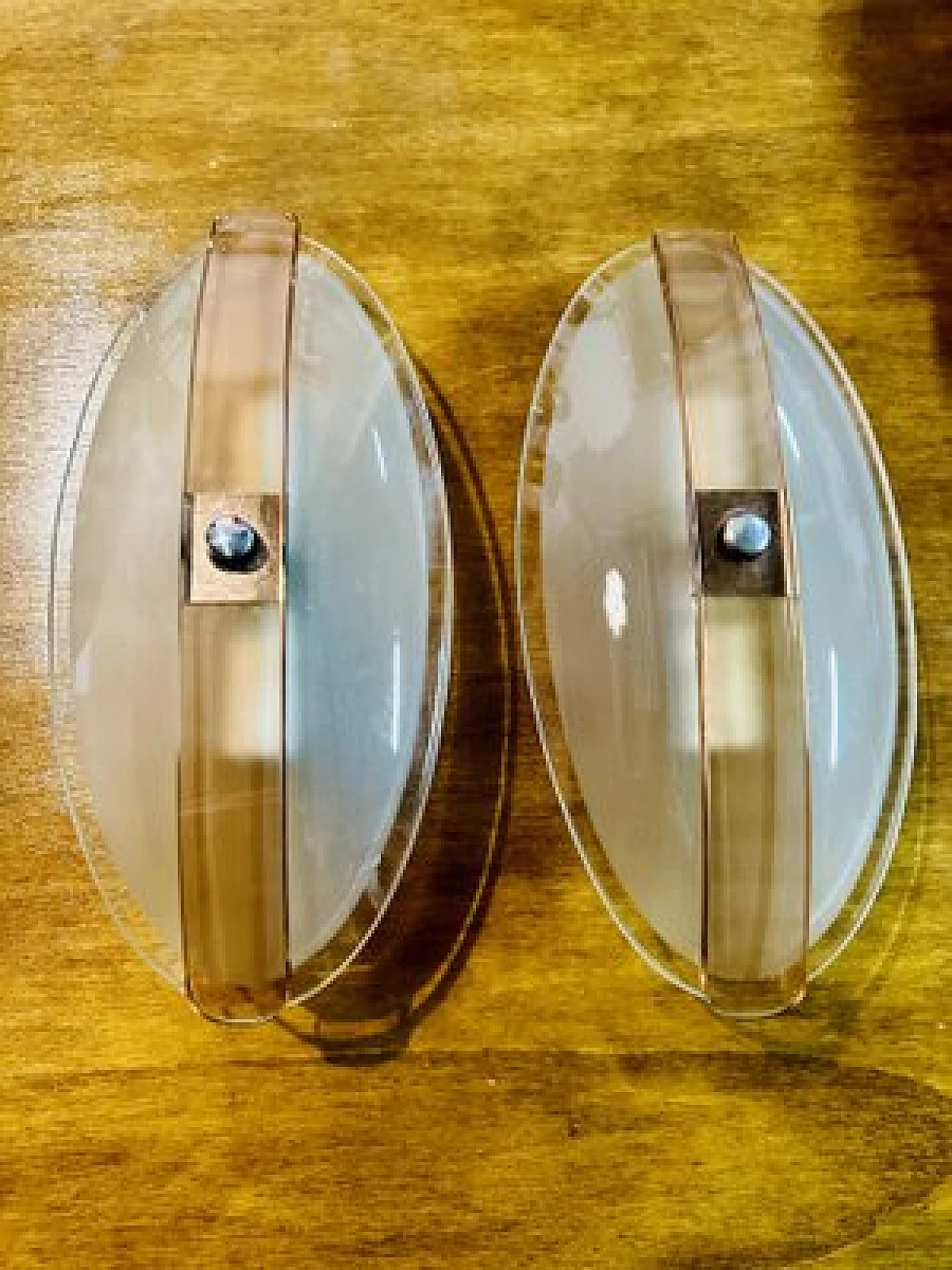 Pair of glass wall lights by Vega, 1960s 11