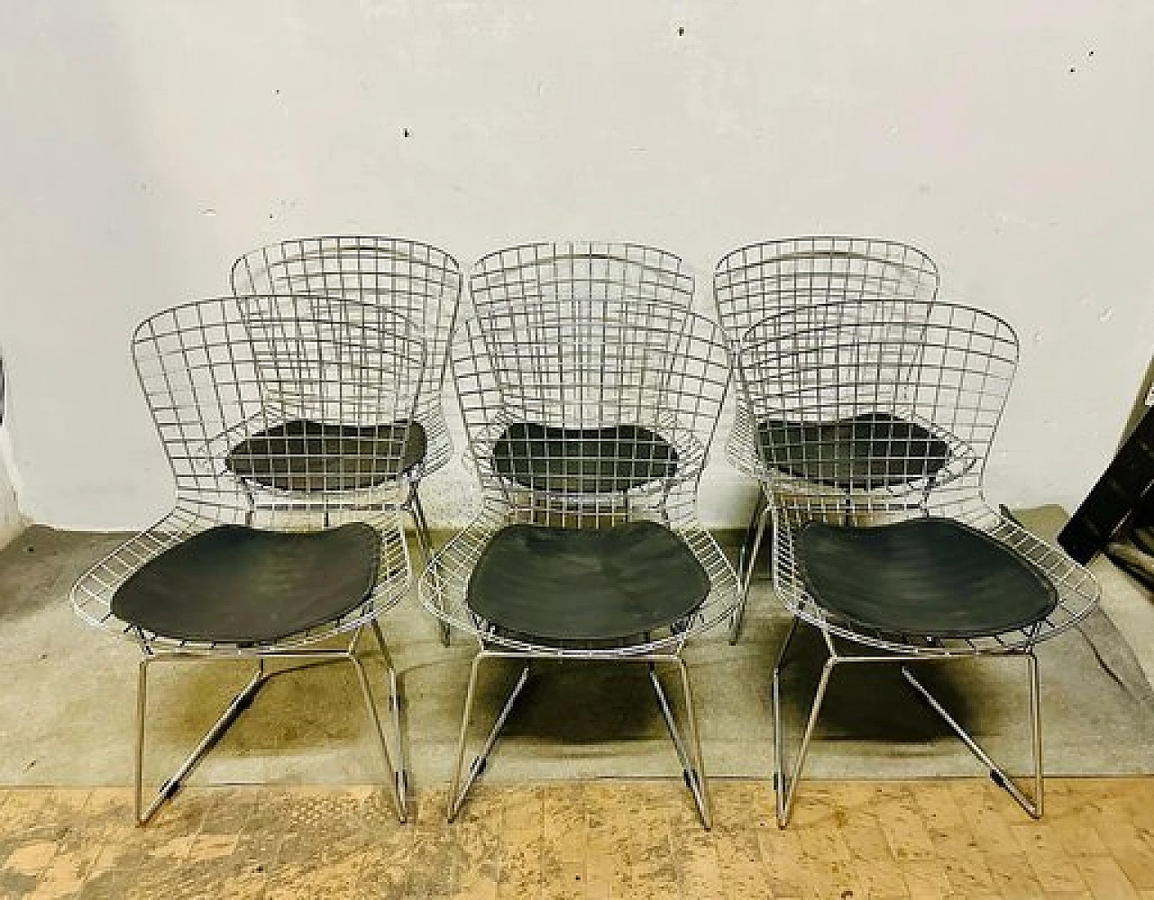 6 Wire Chair chairs by Harry Bertoia for Knoll, 1960s 1