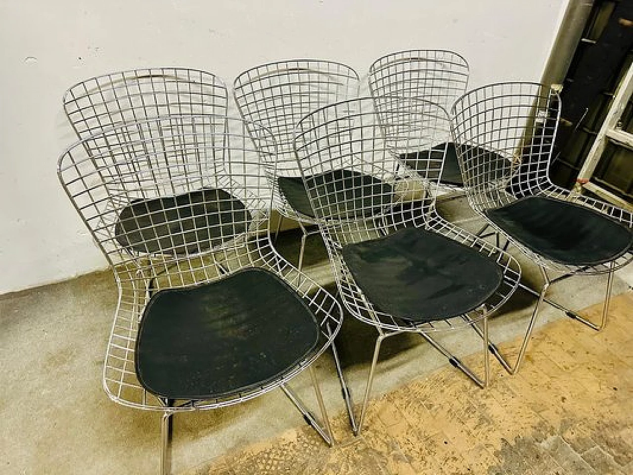 6 Wire Chair chairs by Harry Bertoia for Knoll, 1960s 2