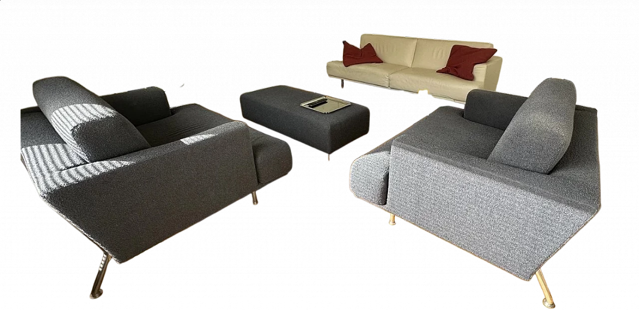 Nest 253 sofa, pair of armchairs and footstool by Cassina 19