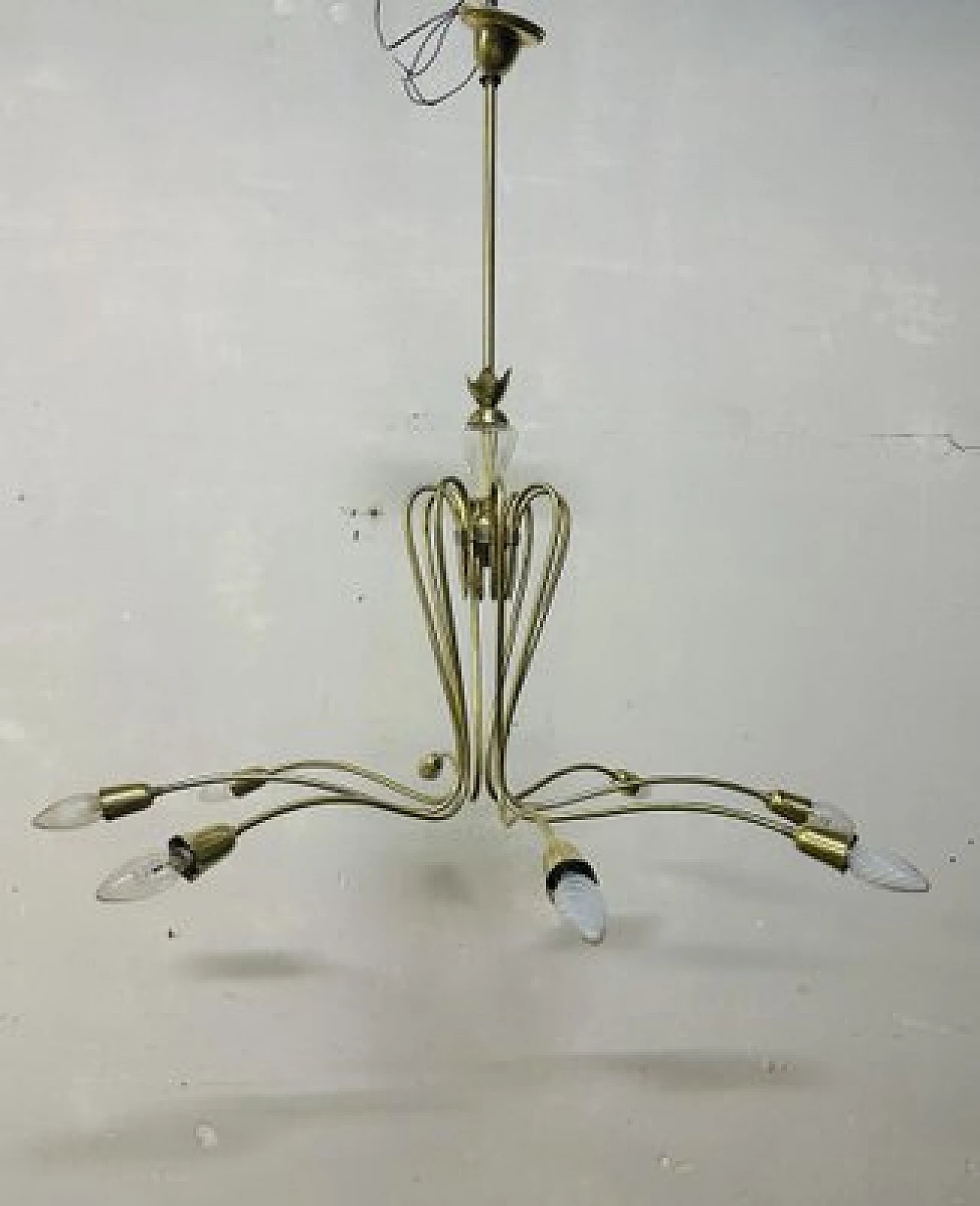 Brass and glass chandelier, 1950s 1