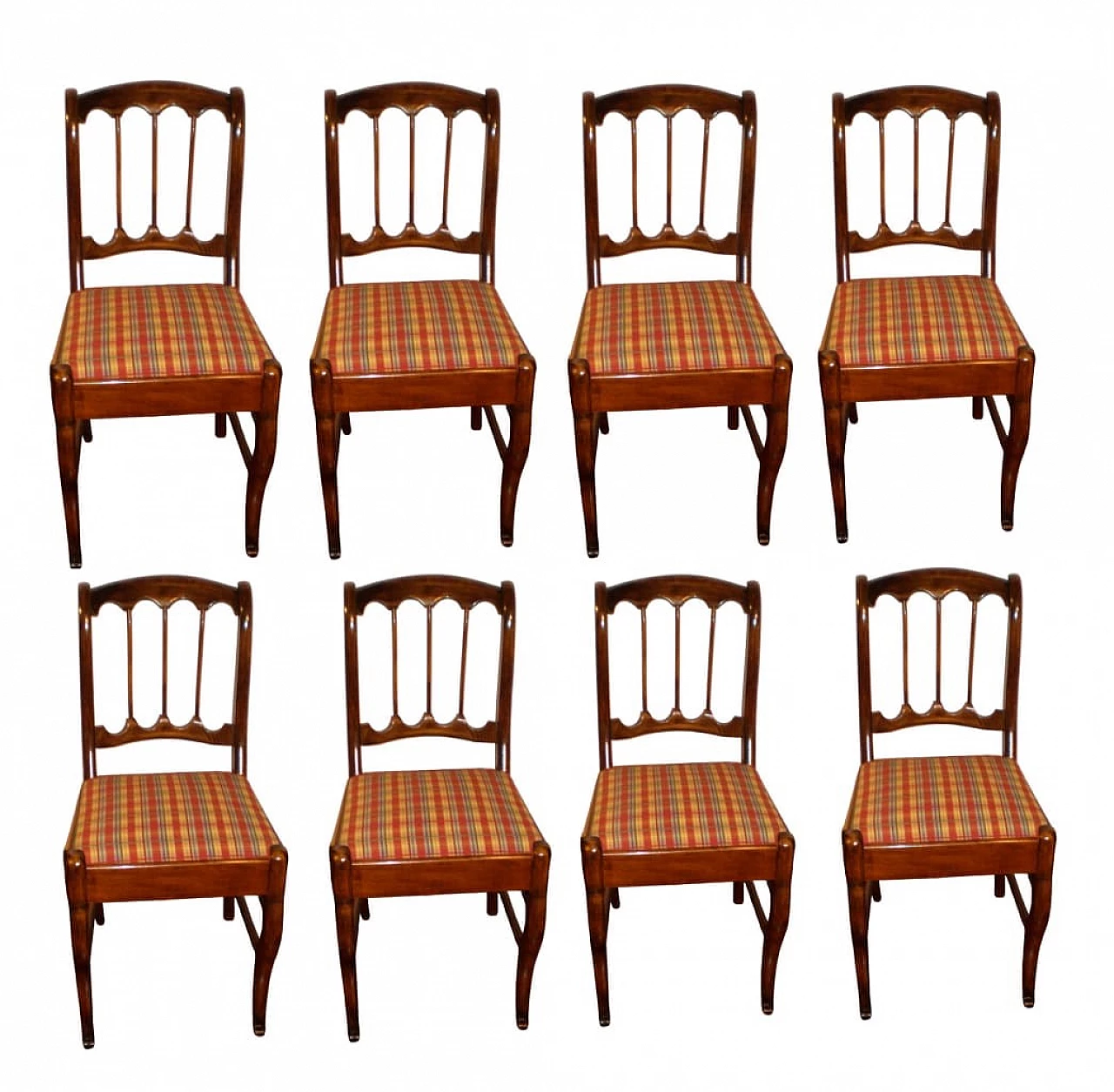 8 Chairs in walnut and fabric, second half of the 19th century 2
