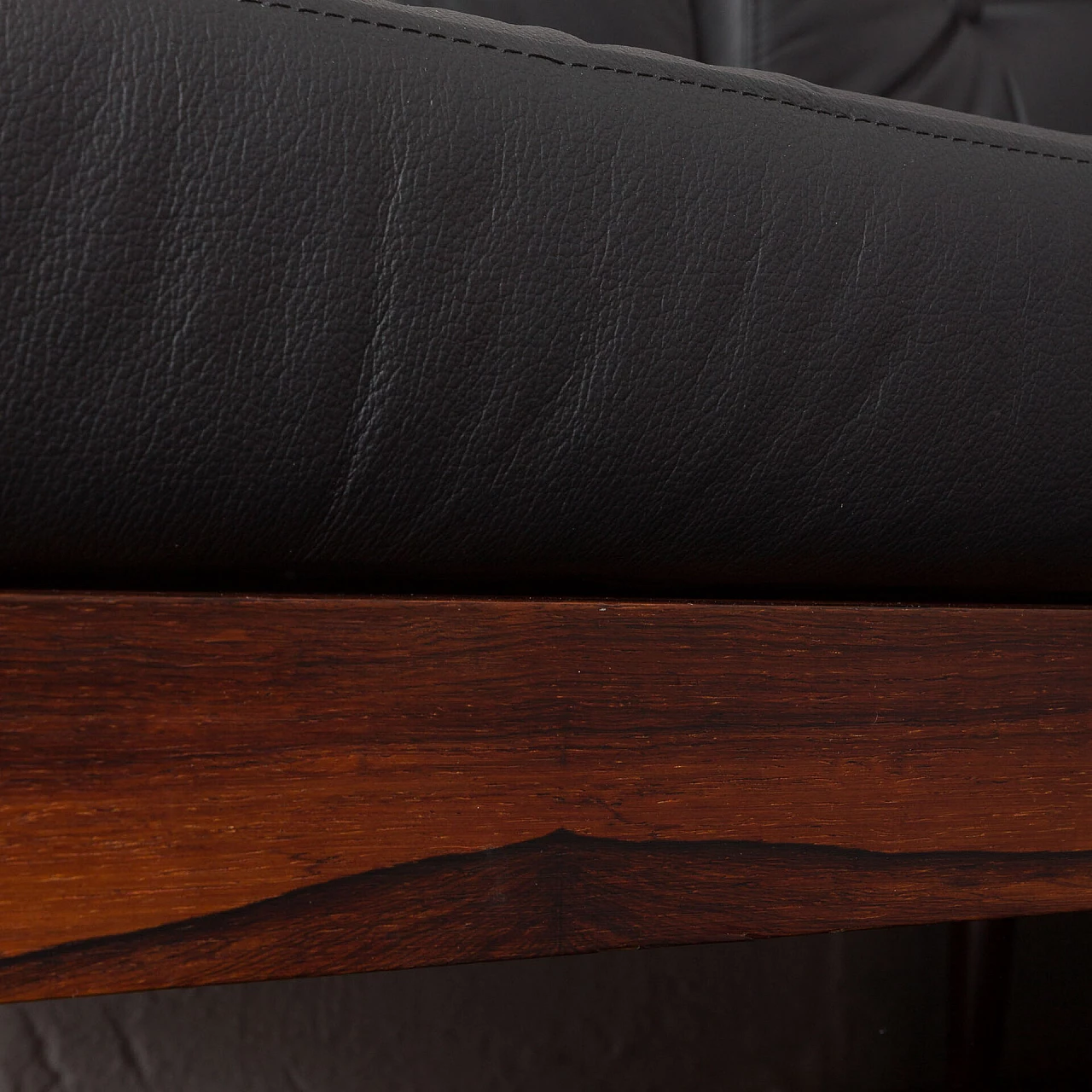 Danish rosewood and black leather corner sofa bed, 1960s 14