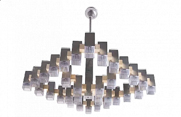 Chromed metal and lucite chandelier by Gaetano Sciolari, 1960s