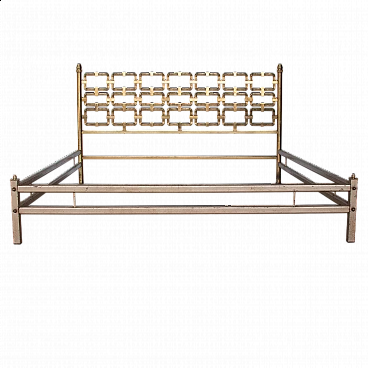 Bed frame in hand-cast brass by Luciano Frigerio, 1970s