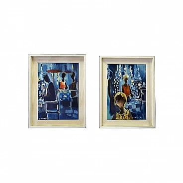 Eliano Fantuzzi, Figure umane, coppia di dipinti su tela
