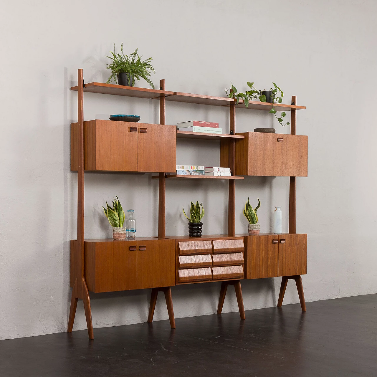 Three-bay teak and rosewood bookcase, 1960s 2