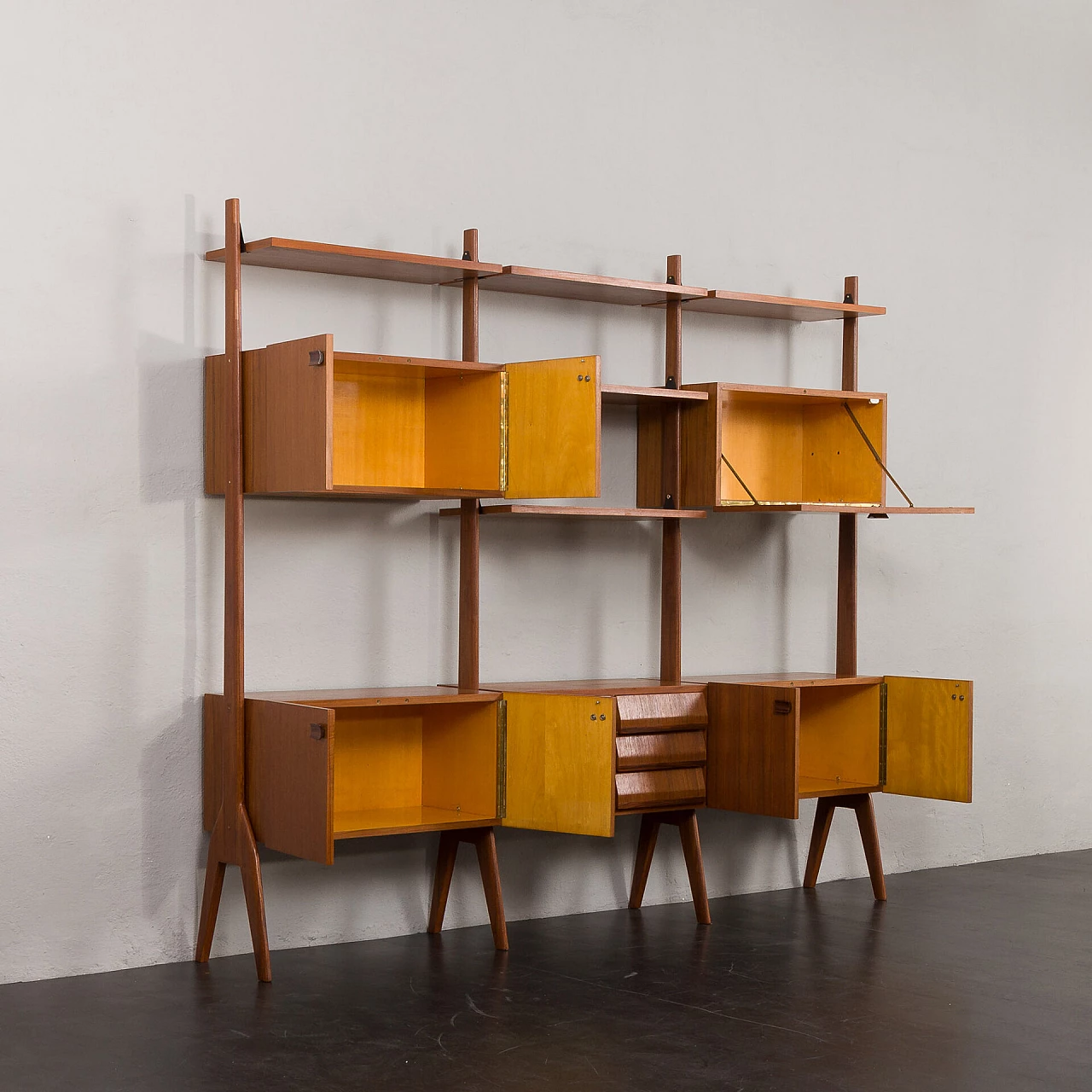Three-bay teak and rosewood bookcase, 1960s 4