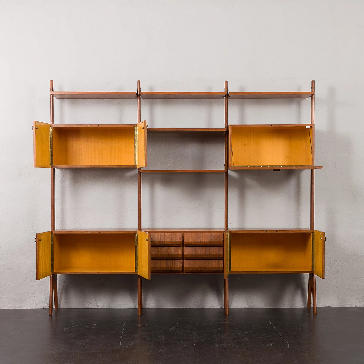 Three-bay teak and rosewood bookcase, 1960s 7