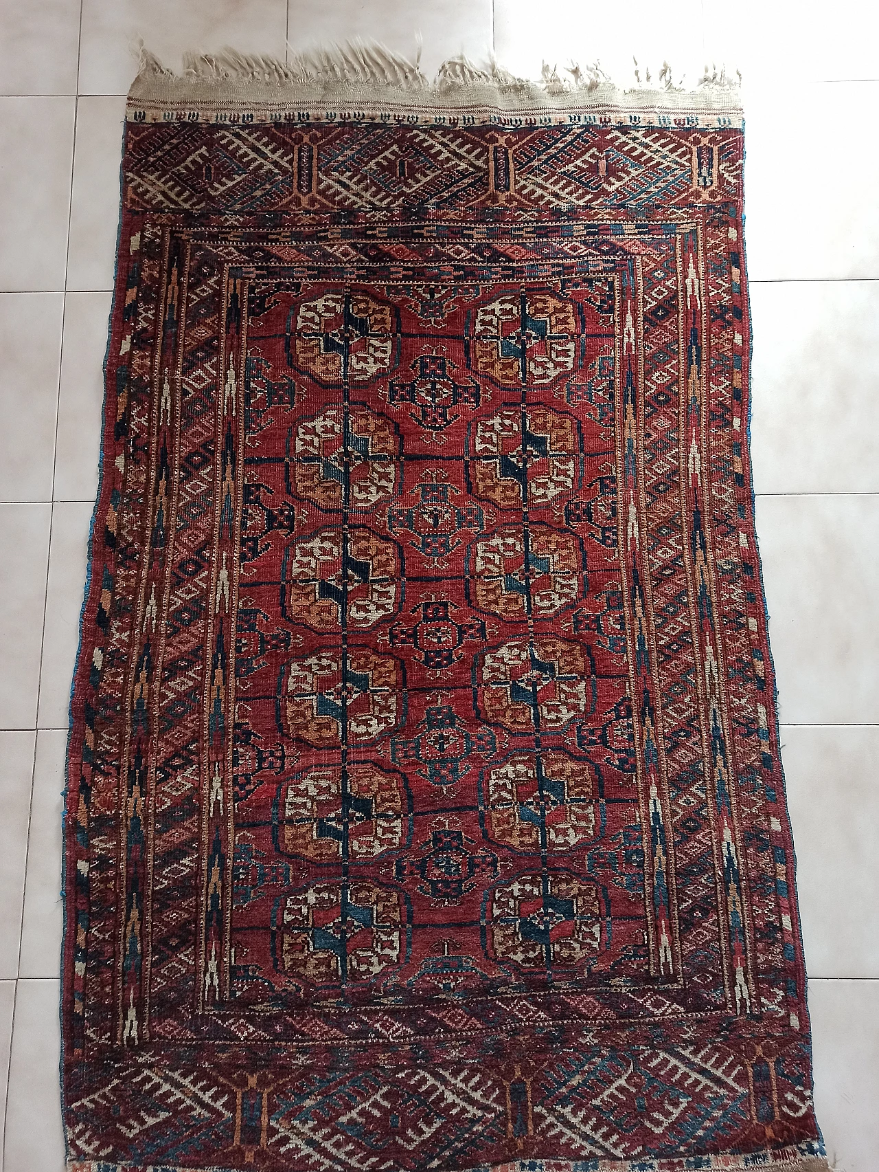 Red bukara rug in wool and cotton, late 19th century 2