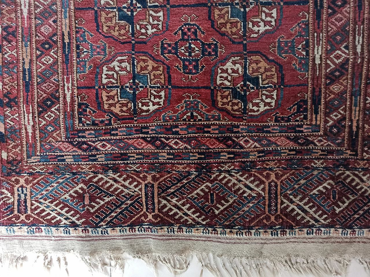 Red bukara rug in wool and cotton, late 19th century 3