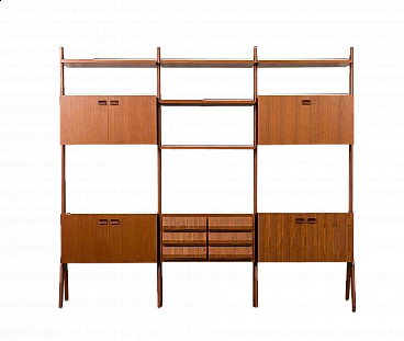 Three-bay teak and rosewood bookcase, 1960s