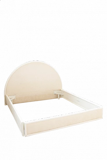 Double bed frame in bamboo and fabric, 1980s