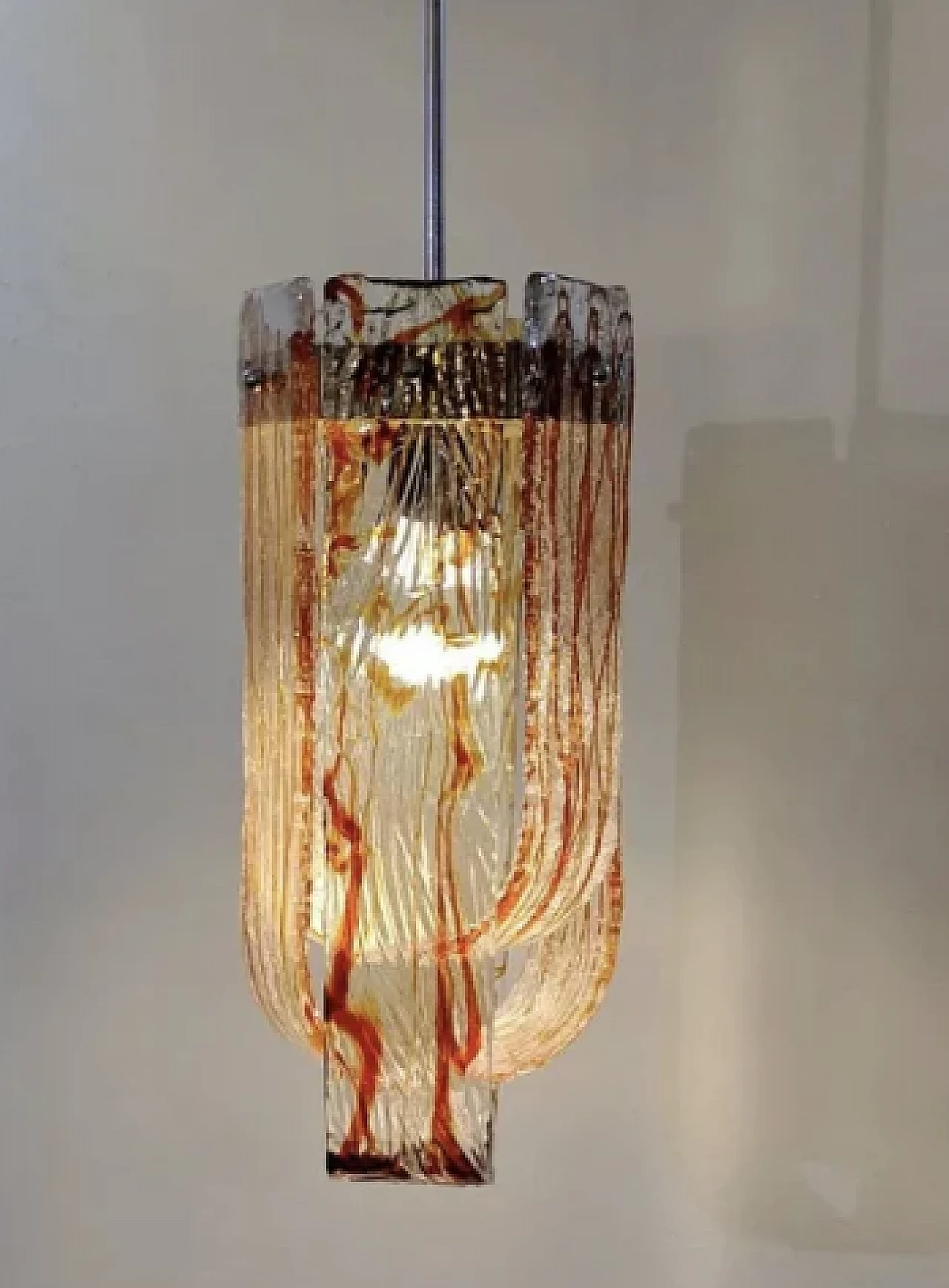 Lampada in vetro di Murano e acciaio cromato di Mazzega, anni '60 1