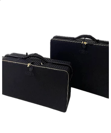 Pair of rigid leather suitcases by Ettore Bugatti, 1990s