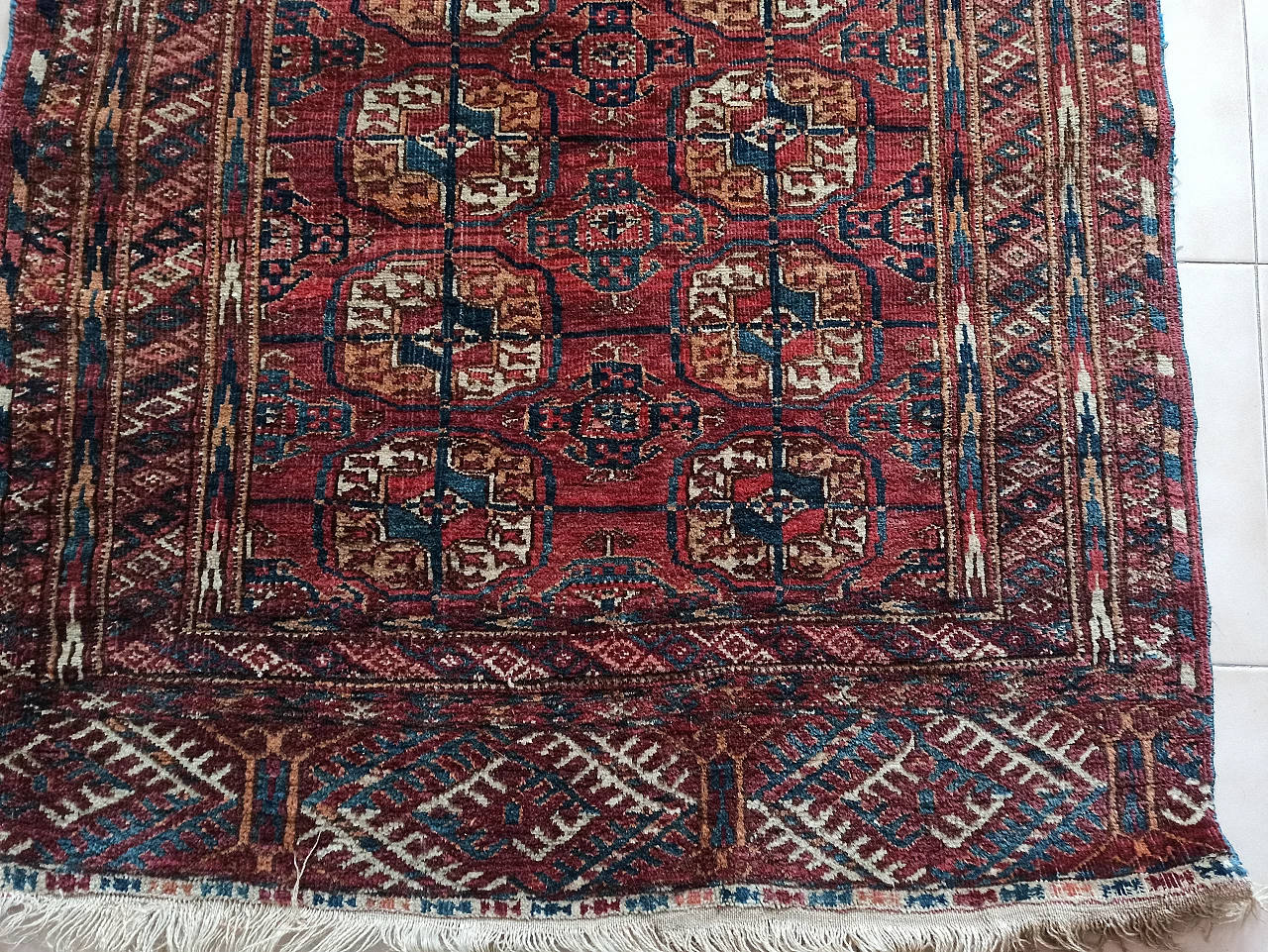 Red bukara rug in wool and cotton, late 19th century 5