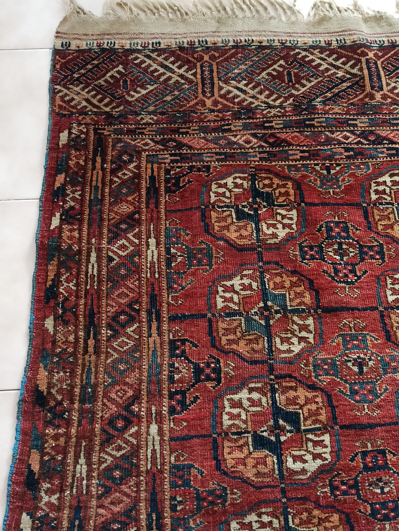 Red bukara rug in wool and cotton, late 19th century 6