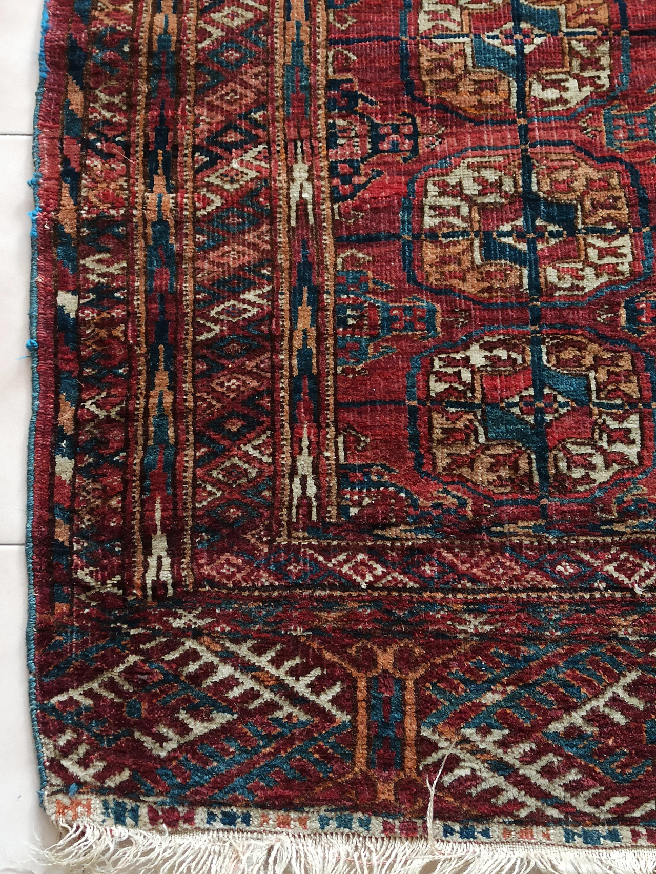 Red bukara rug in wool and cotton, late 19th century 7