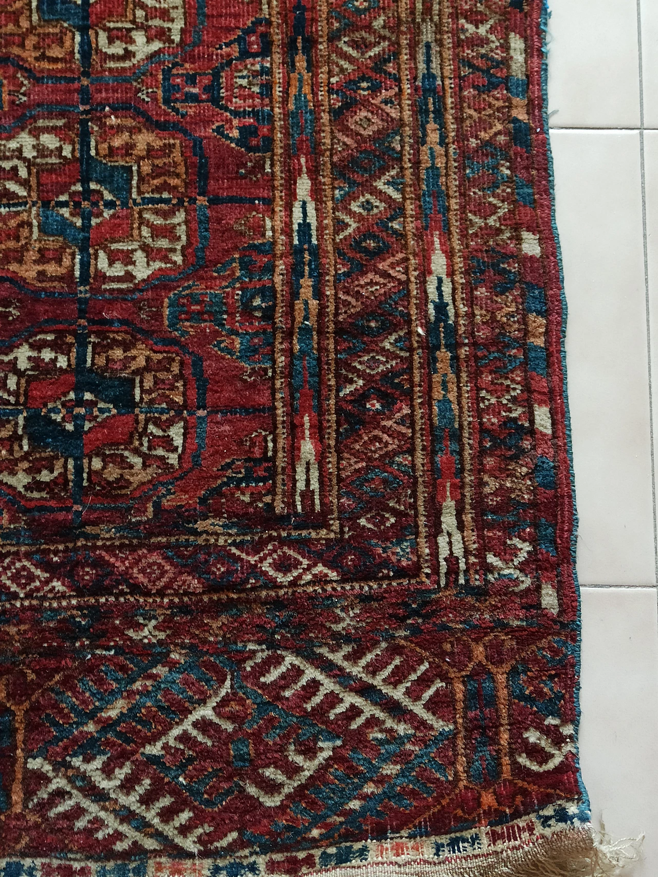 Red bukara rug in wool and cotton, late 19th century 8