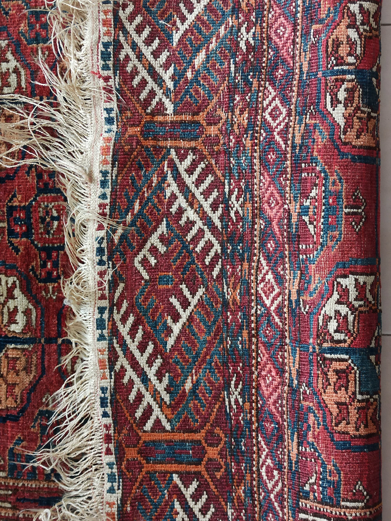 Red bukara rug in wool and cotton, late 19th century 11
