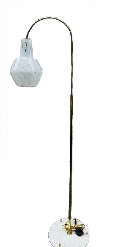 Brass, marble and painted glass floor lamp, 1960s