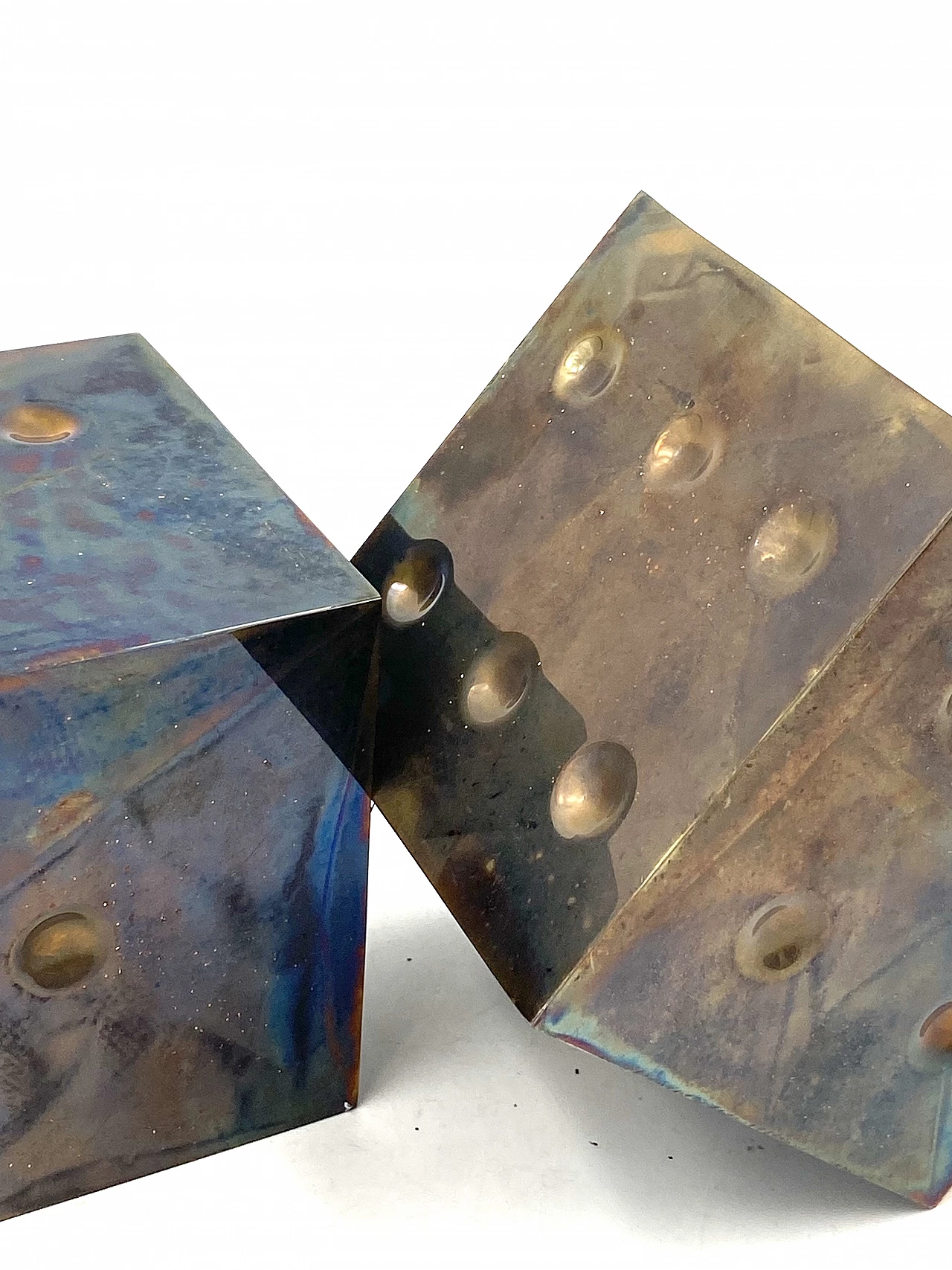 Pair of brass dice-shaped paperweights, 1970s 16