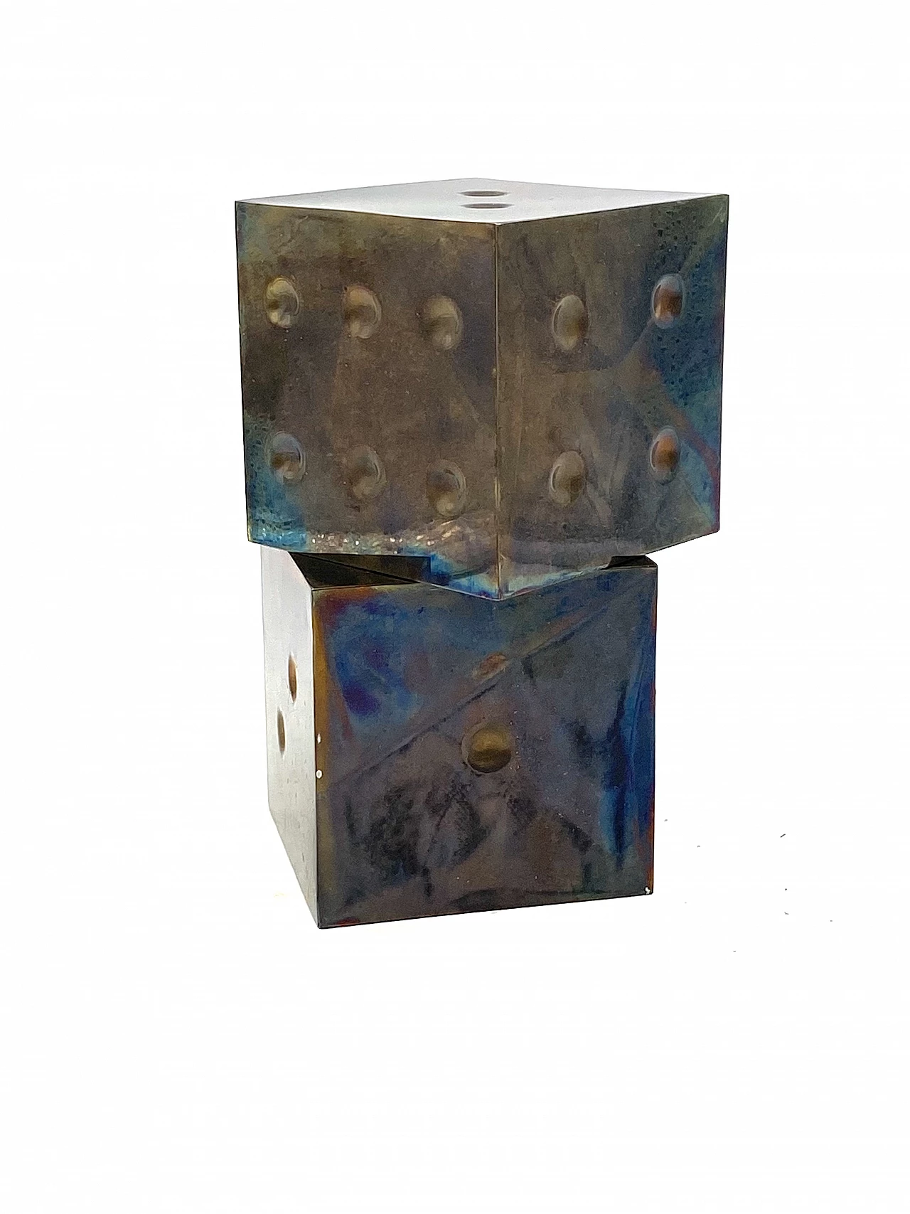 Pair of brass dice-shaped paperweights, 1970s 18