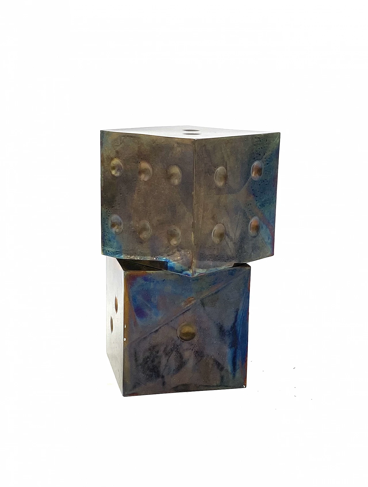 Pair of brass dice-shaped paperweights, 1970s 19