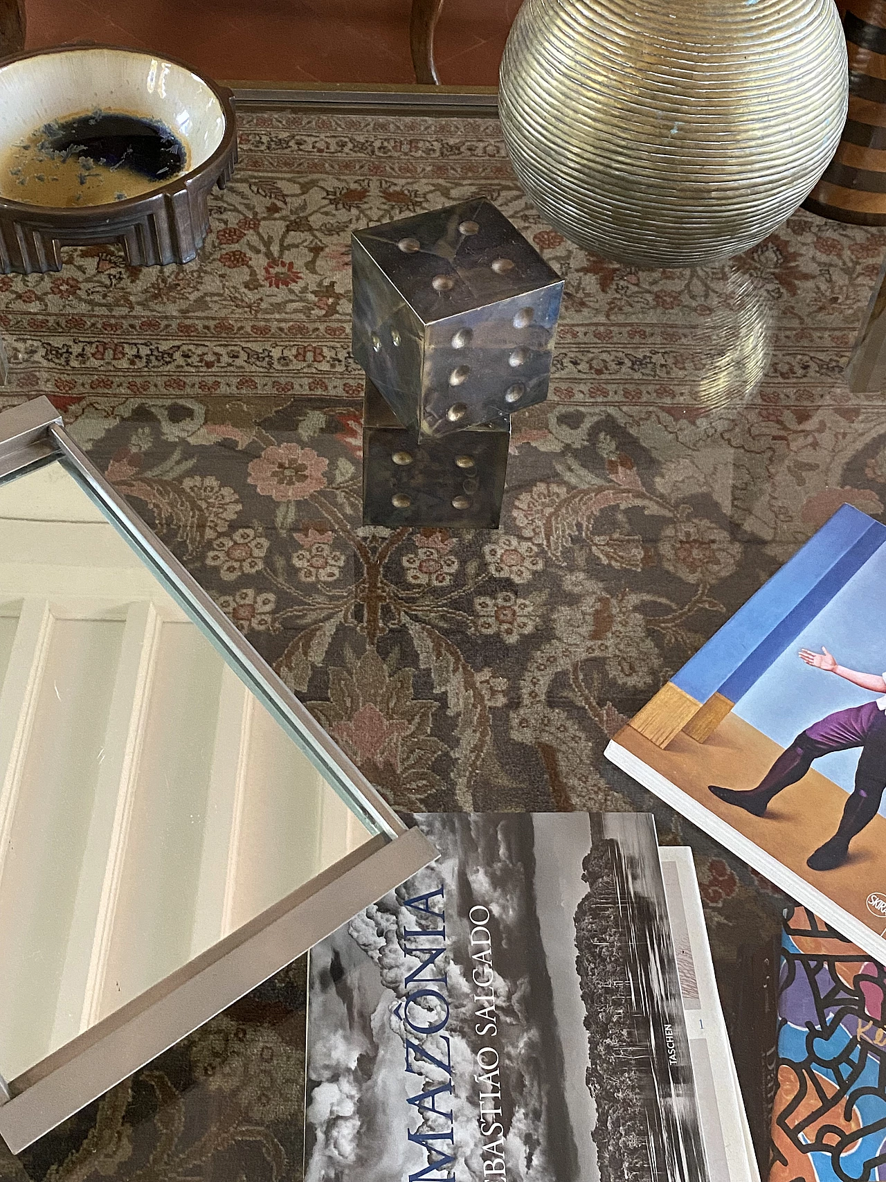 Pair of brass dice-shaped paperweights, 1970s 30