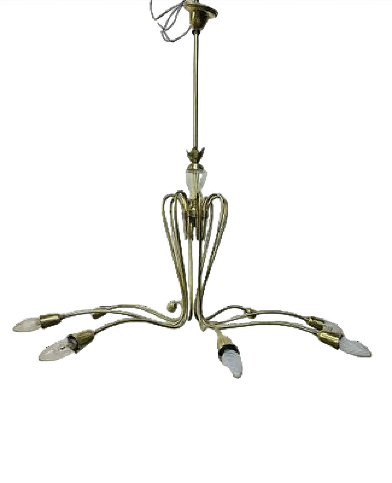 Brass and glass chandelier, 1950s 6