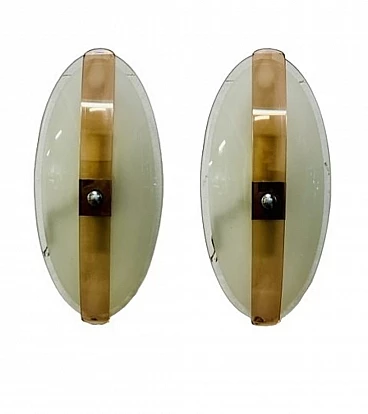 Pair of glass wall lights by Vega, 1960s