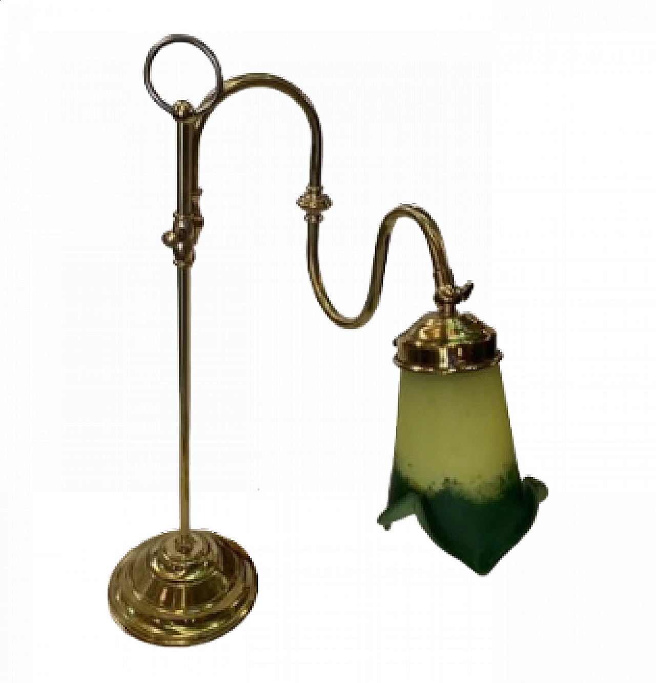 Lampada da tavolo regolabile in ottone e vetro di Murano, anni '20 10