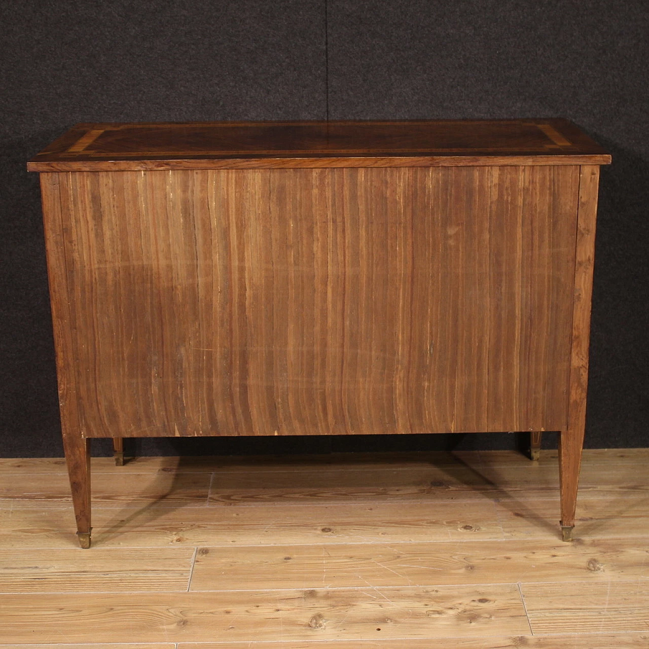 Walnut and maple chest of drawers with bronze feet 6