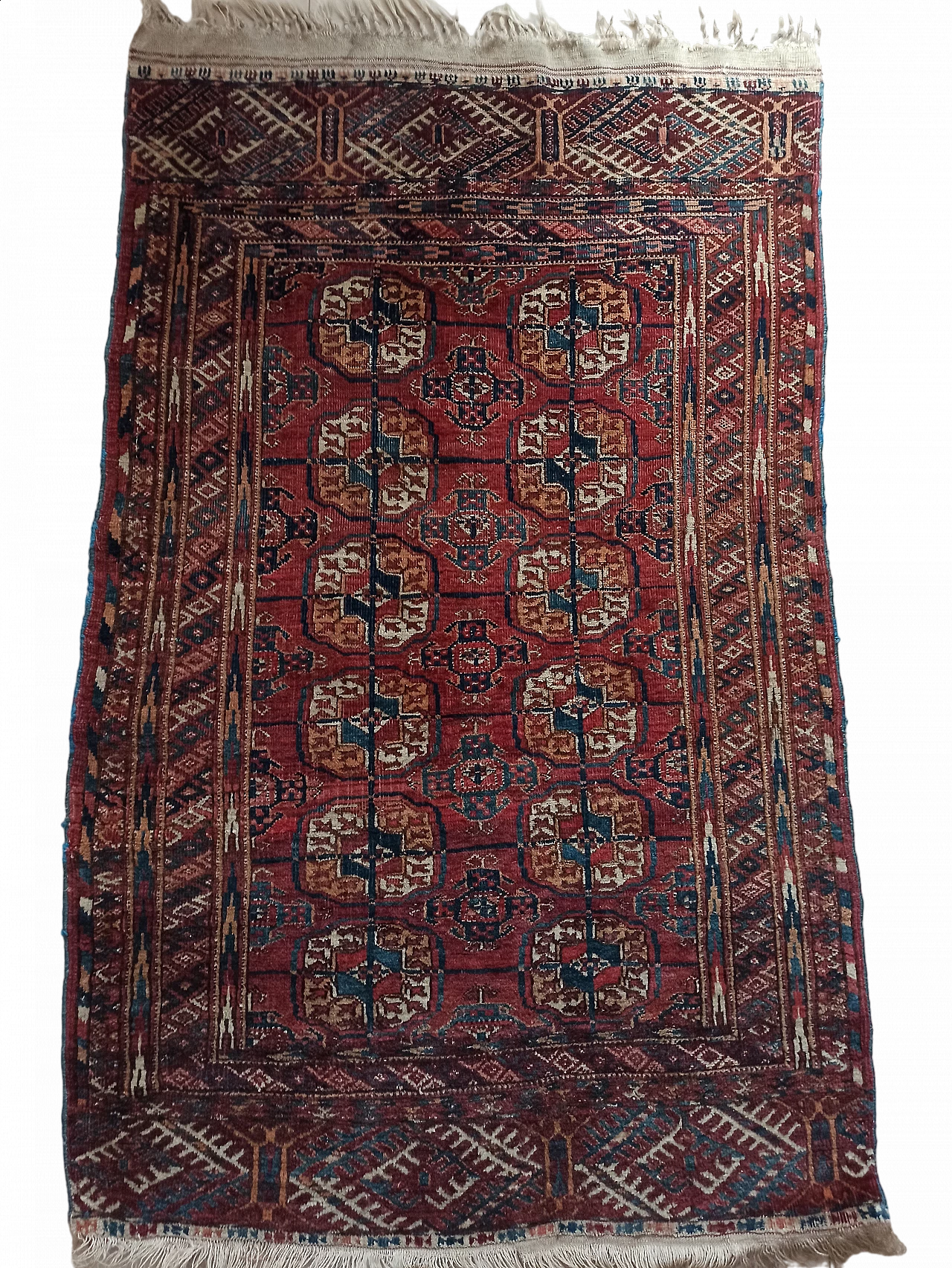 Red bukara rug in wool and cotton, late 19th century 12