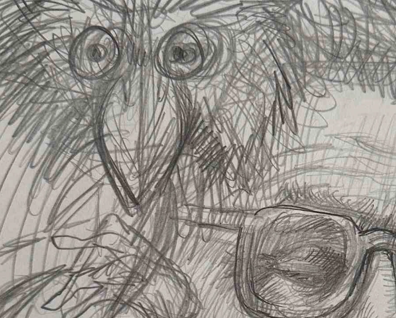 Leo Guida, Man with animal, pencil drawing on paper, 1973 3