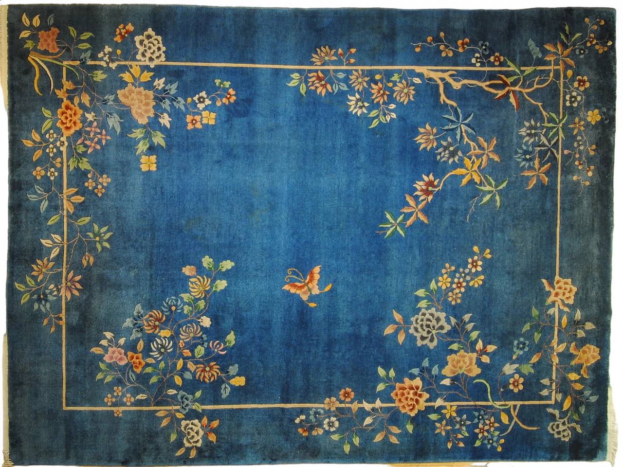 Chinese Art Deco carpet with blue background, 1930s 7