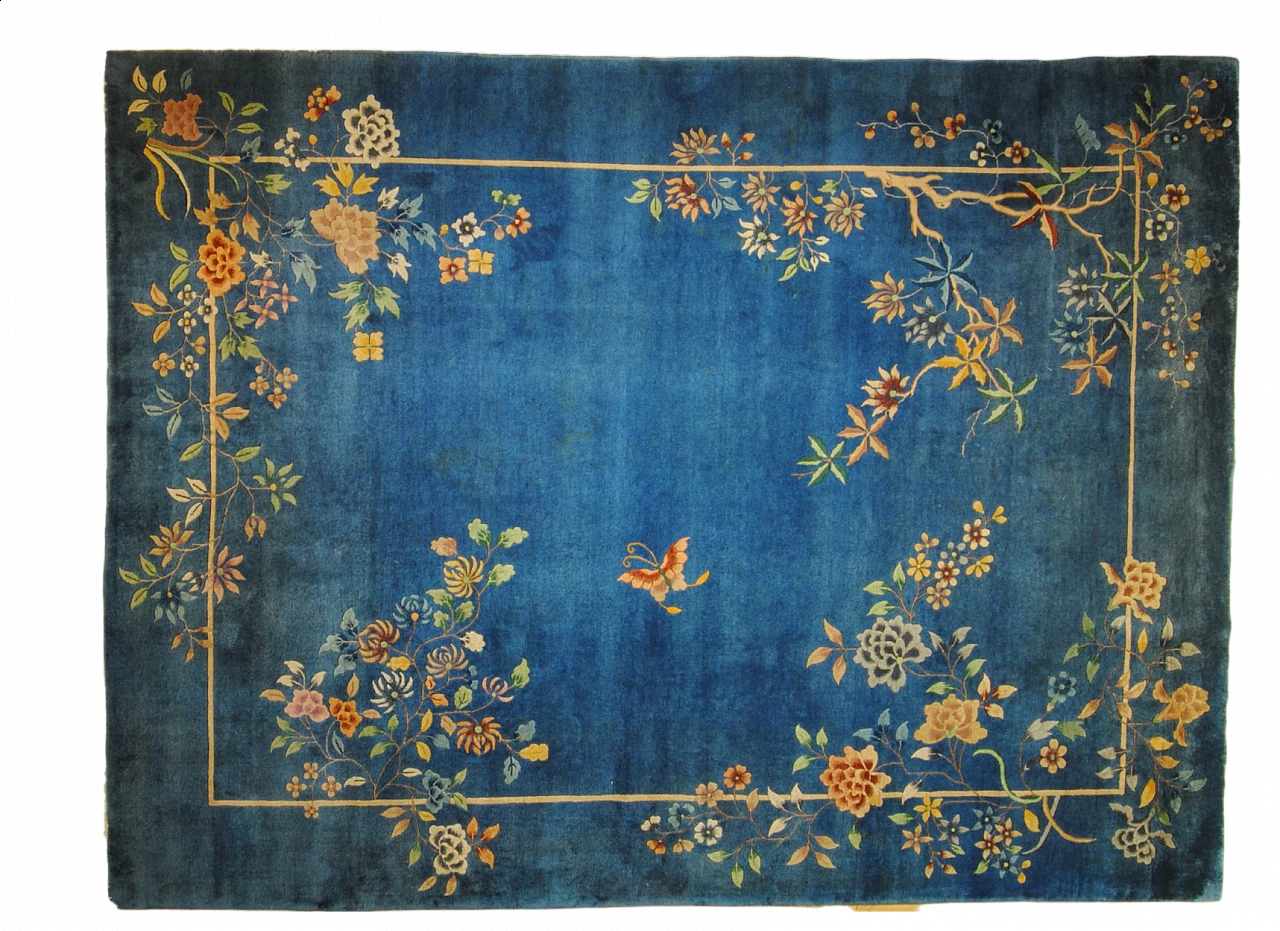 Chinese Art Deco carpet with blue background, 1930s 8