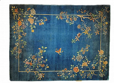 Chinese Art Deco carpet with blue background, 1930s