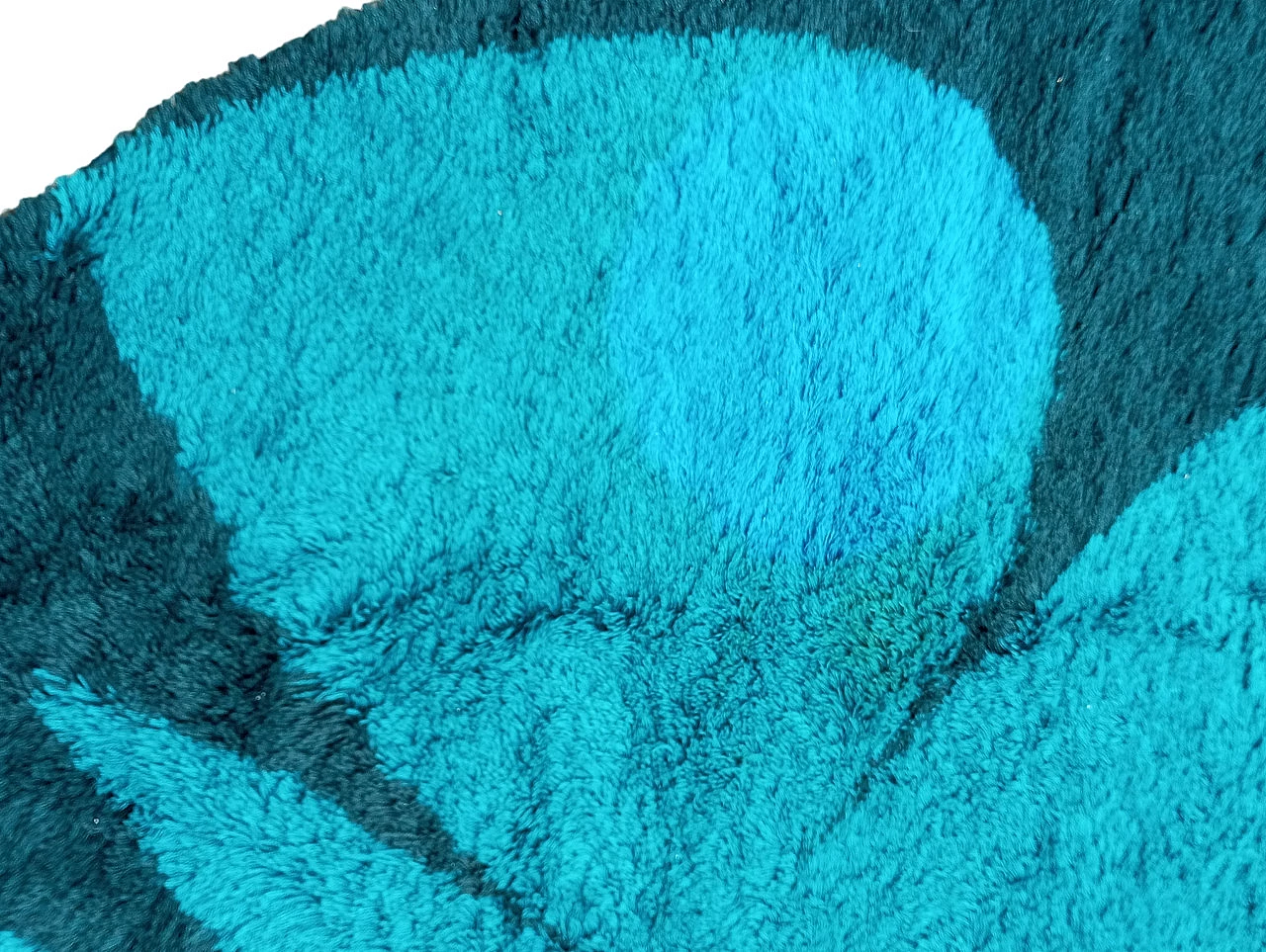 Tappeto danese circolare blu con farfalla, anni '60 5