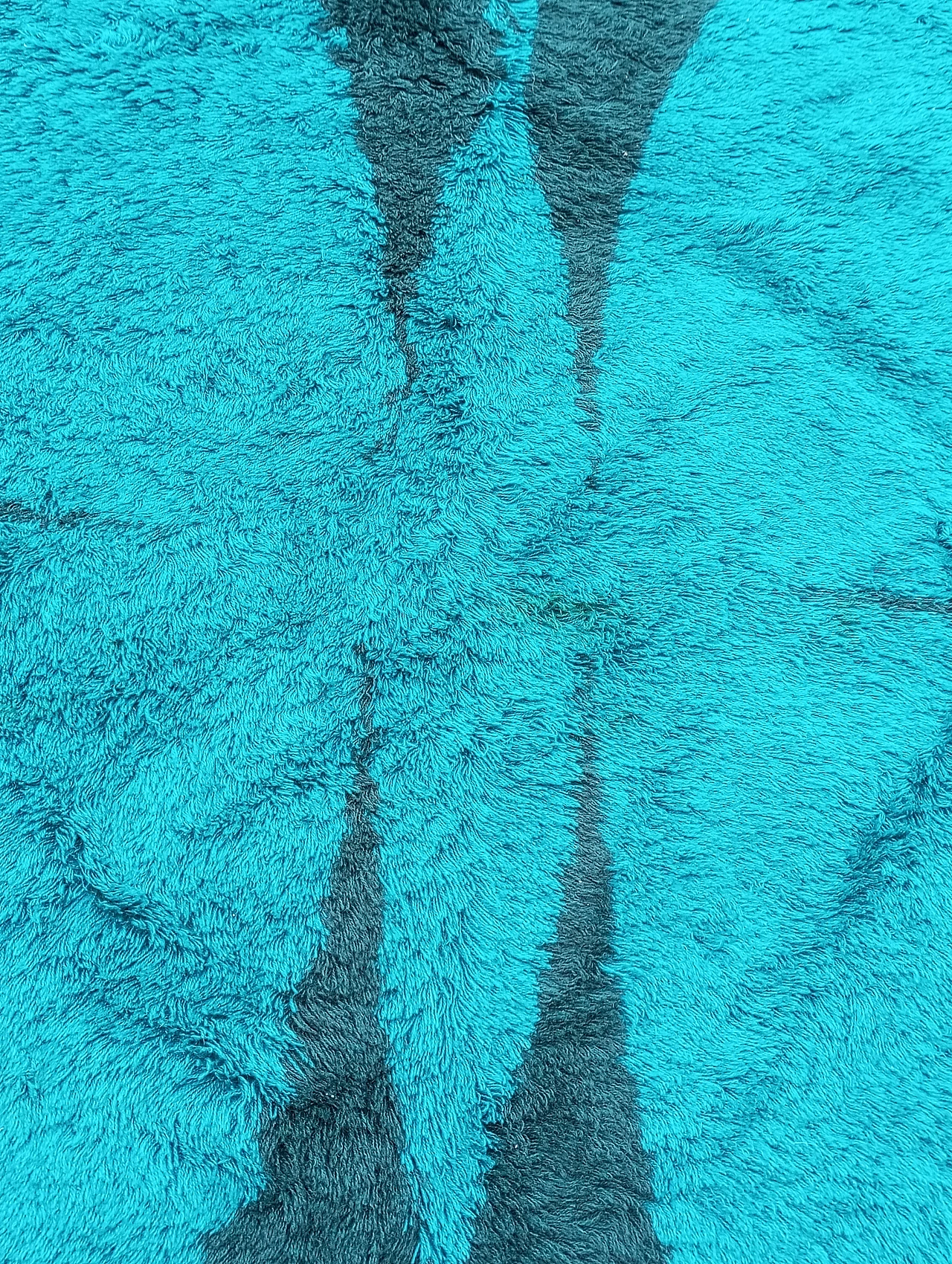 Tappeto danese circolare blu con farfalla, anni '60 7