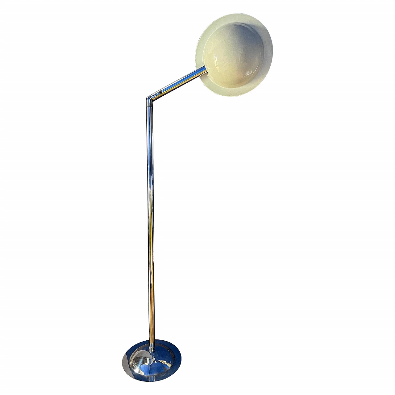 Metal floor lamp with flying saucer shade, 1970s 1