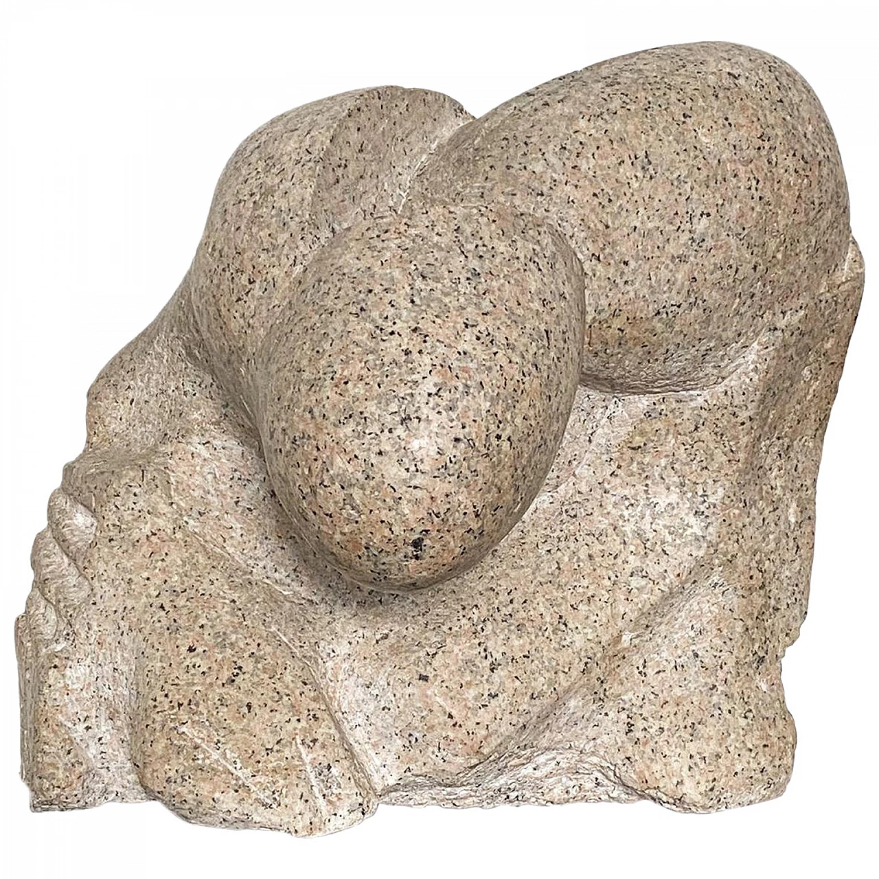 Aldo Flecchia, abstract composition, pink granite sculpture, 1973 1