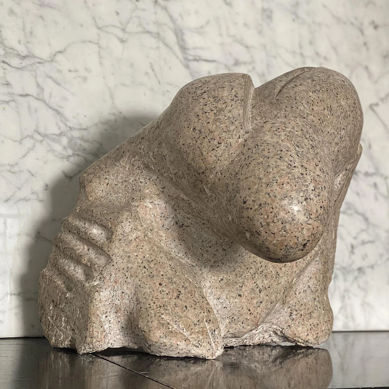 Aldo Flecchia, abstract composition, pink granite sculpture, 1973 2