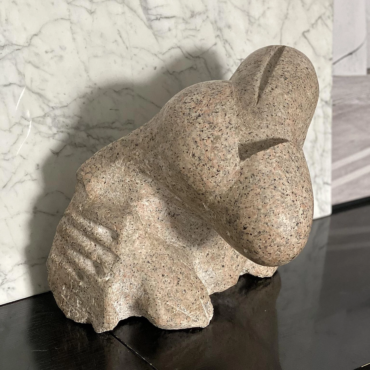 Aldo Flecchia, abstract composition, pink granite sculpture, 1973 3