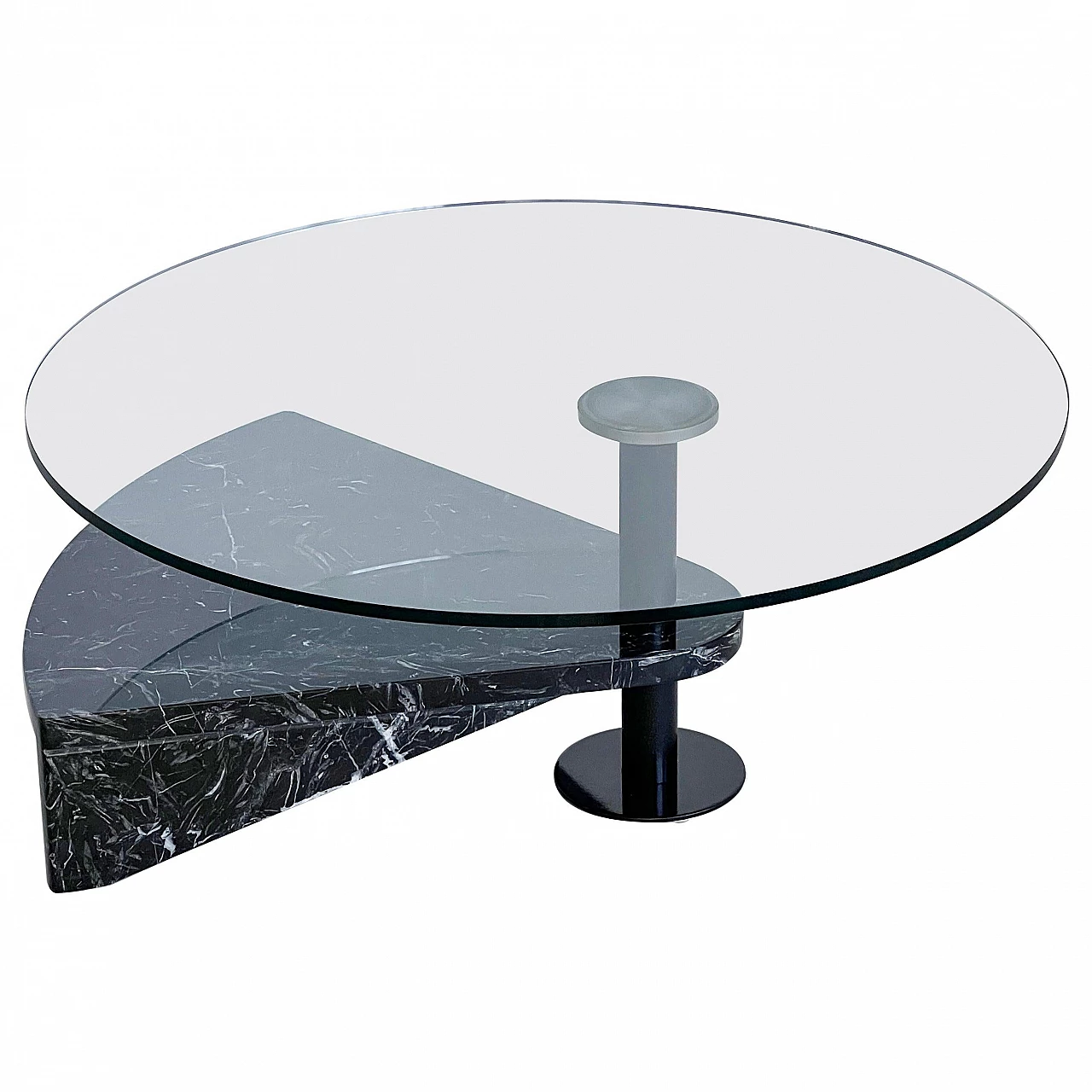 Glass, steel and black marble coffee table by Acerbis, 1990s 1