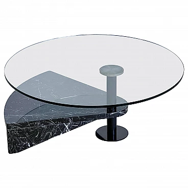 Glass, steel and black marble coffee table by Acerbis, 1990s