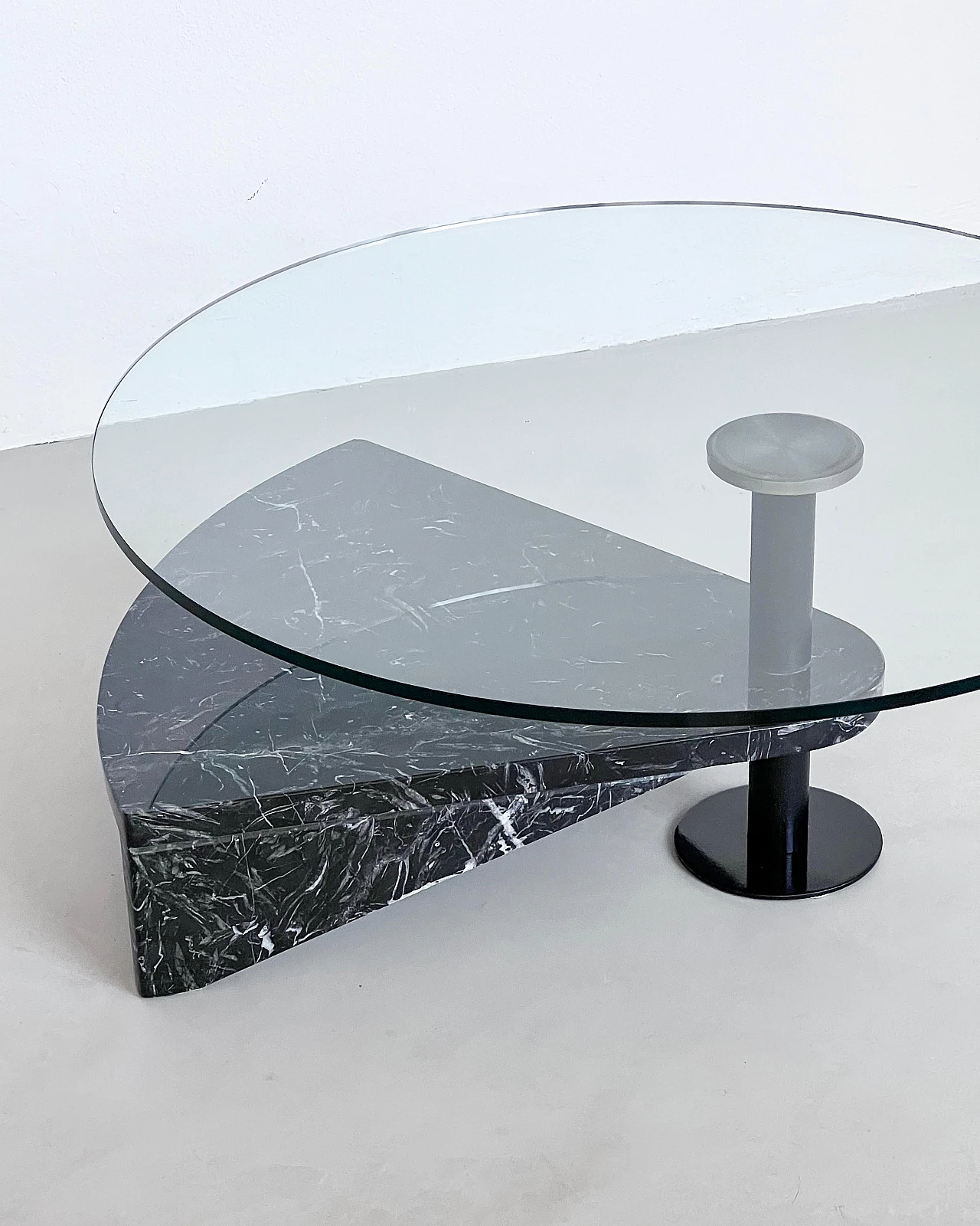 Glass, steel and black marble coffee table by Acerbis, 1990s 4