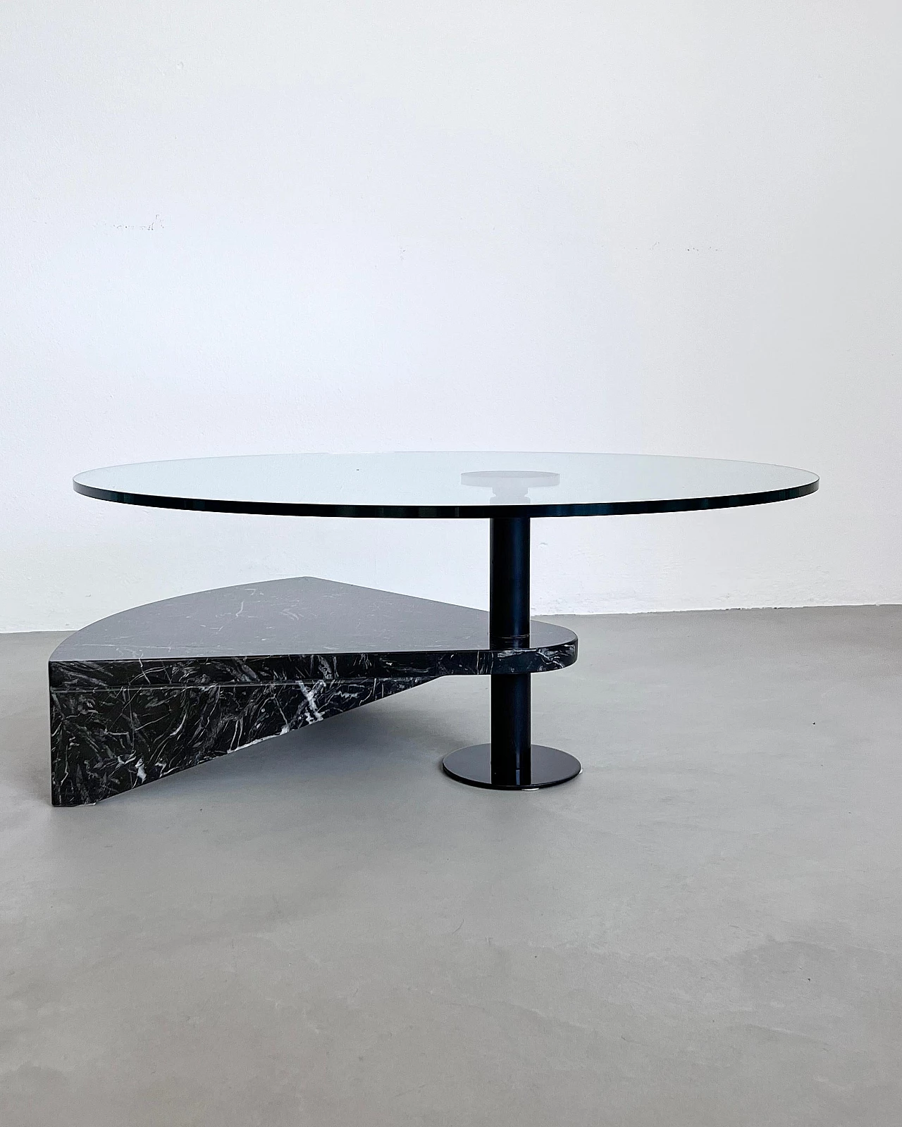 Glass, steel and black marble coffee table by Acerbis, 1990s 5
