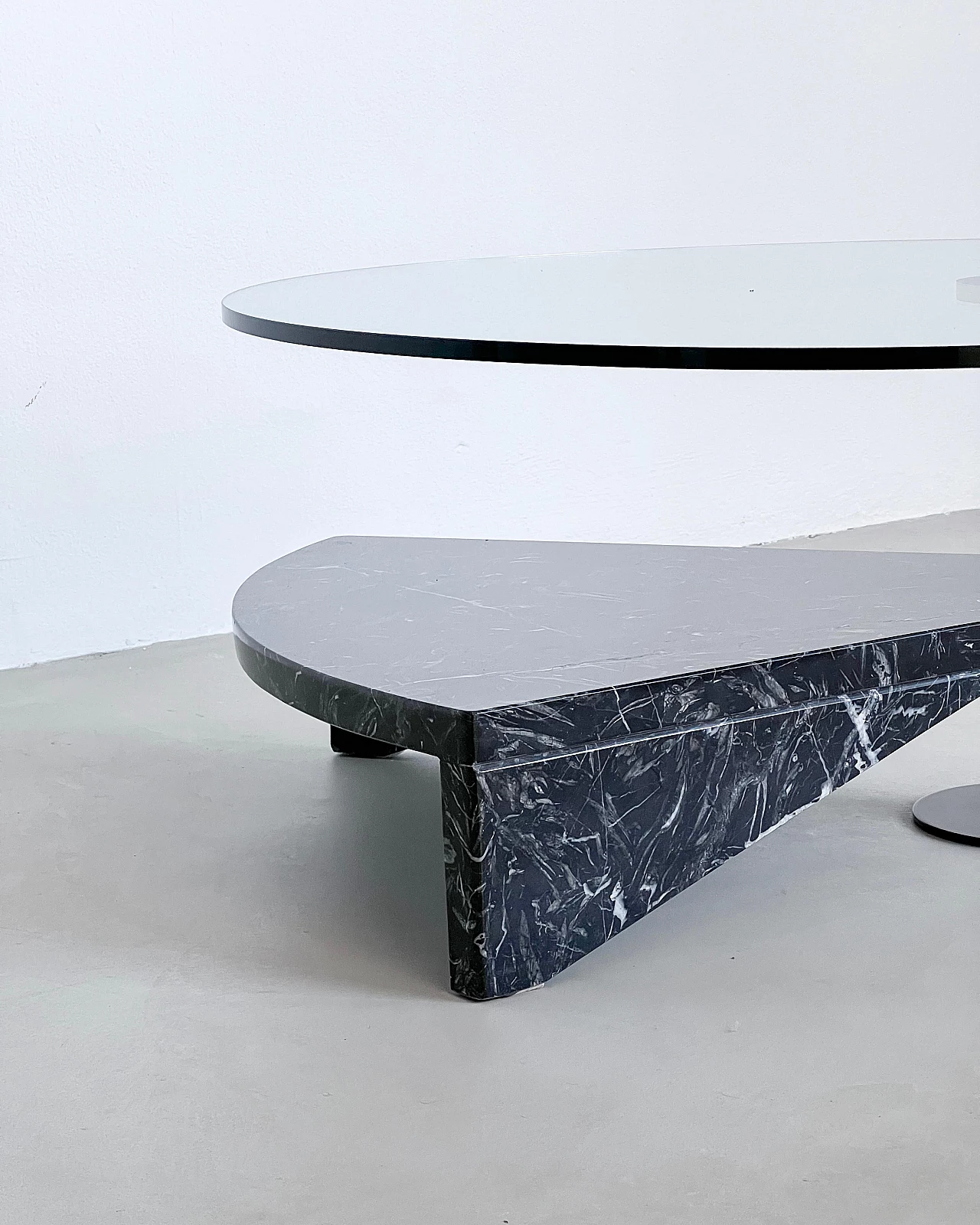 Glass, steel and black marble coffee table by Acerbis, 1990s 7