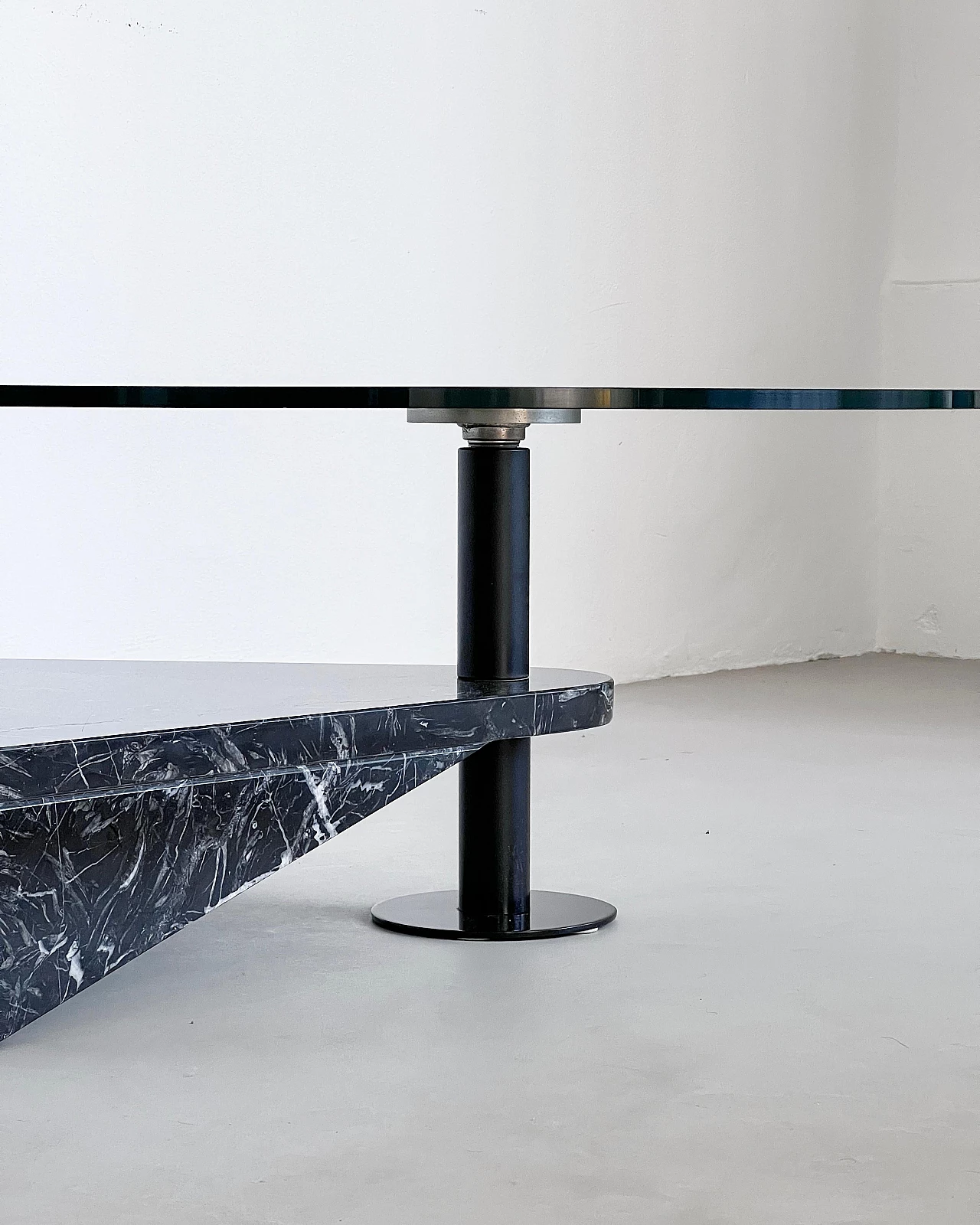 Glass, steel and black marble coffee table by Acerbis, 1990s 8